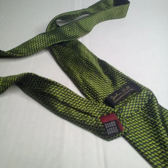 John Hill Executive Collection Men Tie Necktie Silk Green Black - Picture 7 of 7